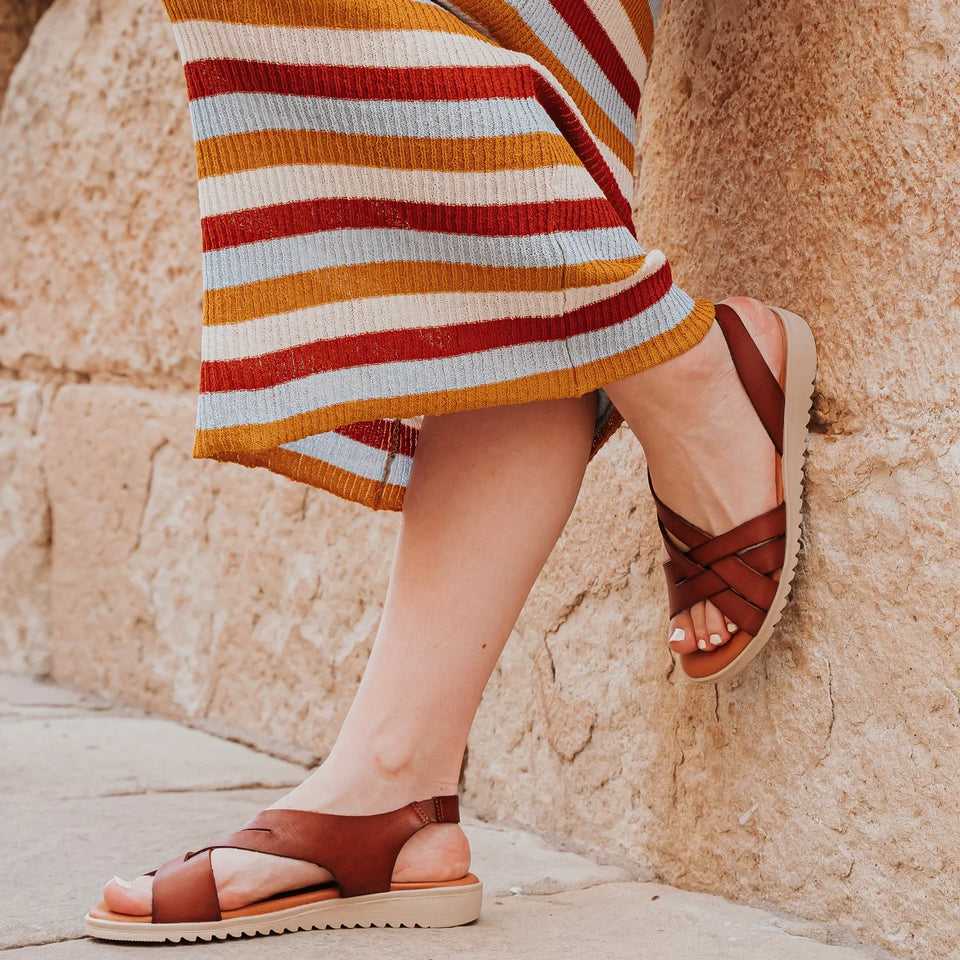 Sandalias de verano de cuero para mujer