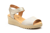 Sandalias de Mujer de Piel Rojas con Velcro y Cuña de 4,5 cm