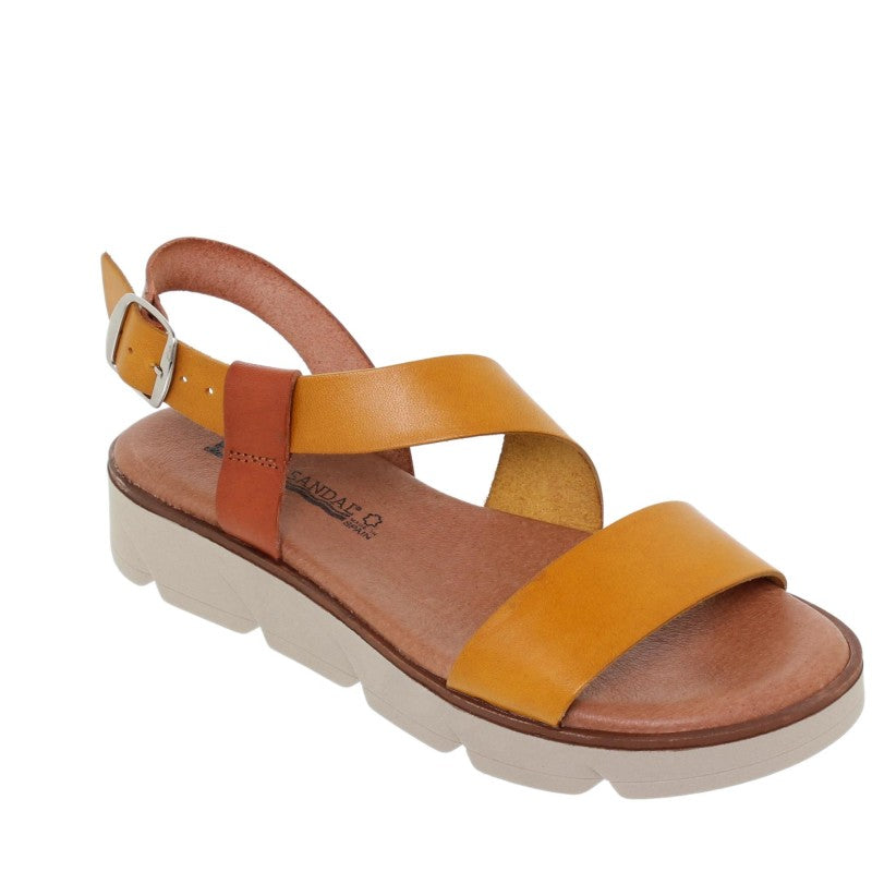 Sandalias de cuña de piel para mujer – Tacón de 3 cm y plantilla cómoda