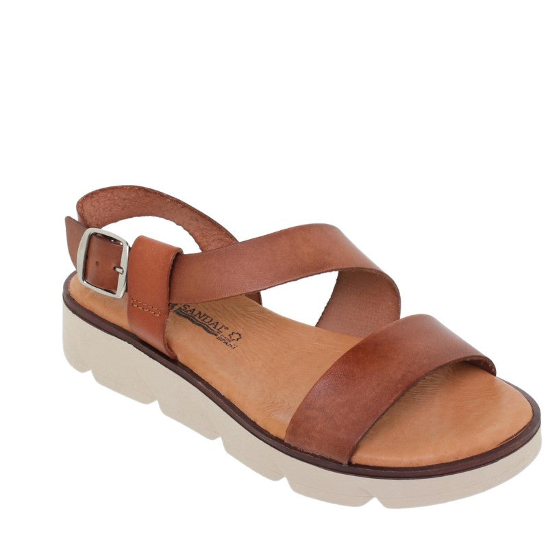 Sandalias de cuña de piel para mujer – Tacón de 3 cm y plantilla cómoda