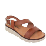 Sandalias de cuña de piel para mujer – Tacón de 3 cm y plantilla cómoda