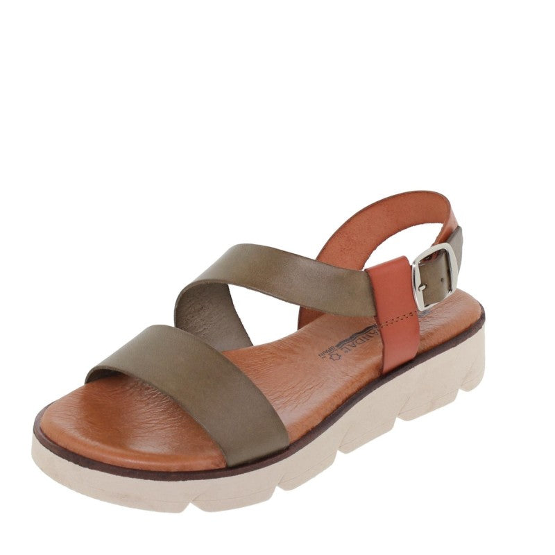 Sandalias de cuña de piel para mujer – Tacón de 3 cm y plantilla cómoda