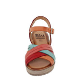 Sandalias de cuña de piel multicolor para mujer – Tacón de 4,5 cm