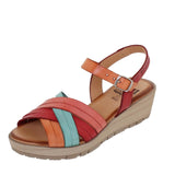 Sandalias de cuña de piel multicolor para mujer – Tacón de 4,5 cm