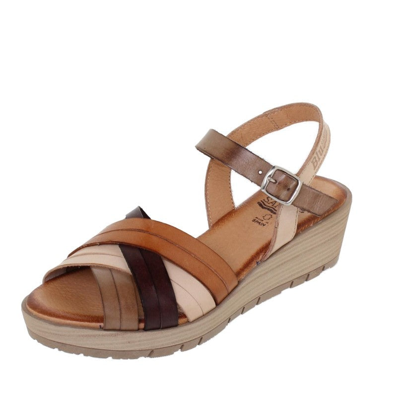 Sandalias de cuña de piel multicolor para mujer – Tacón de 4,5 cm