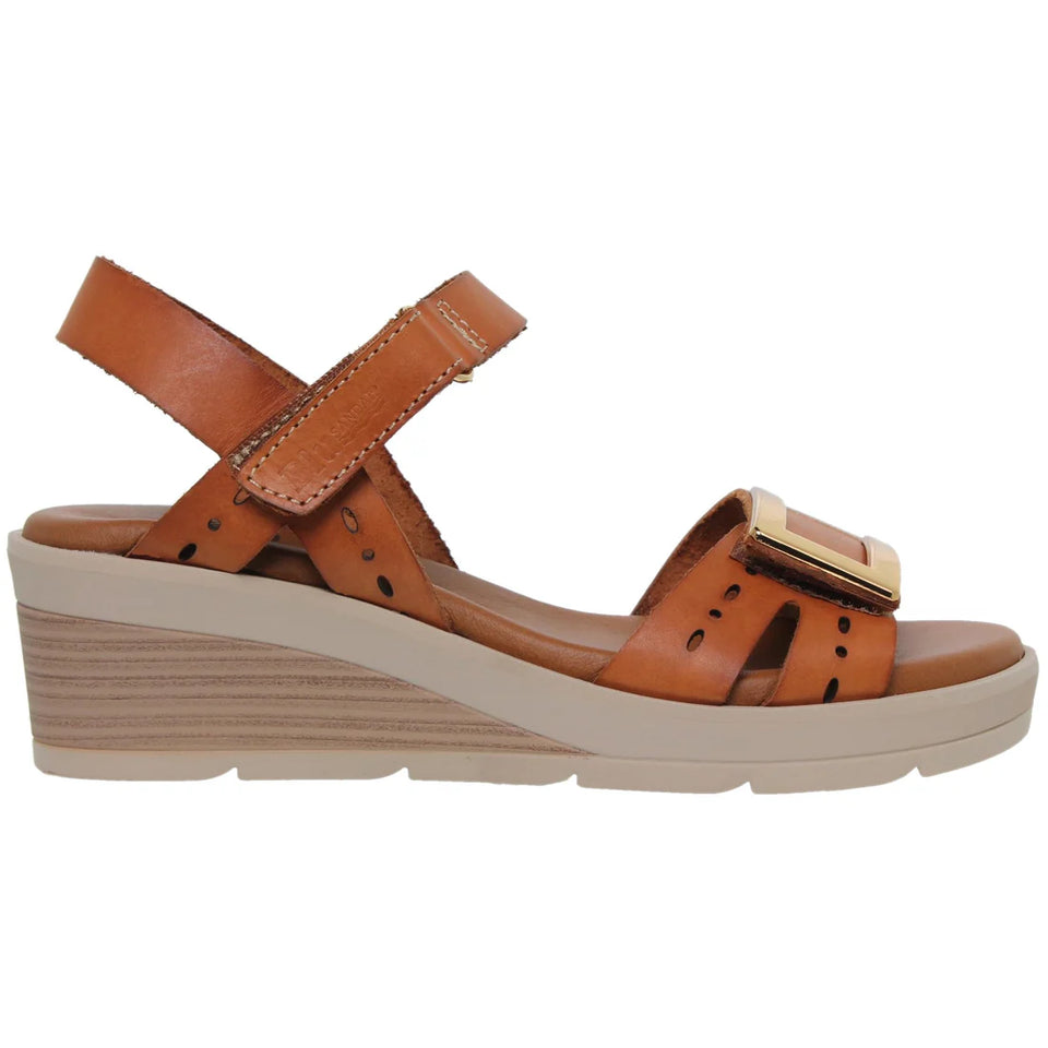 Sandalia de cuero cómoda con correa ajustable para mujer