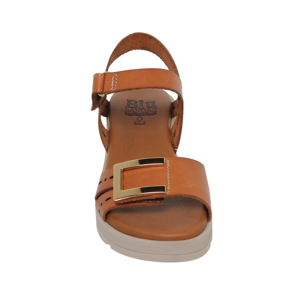 Sandalia de cuero cómoda con correa ajustable para mujer