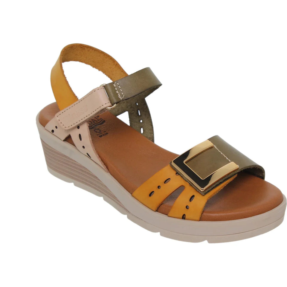 Sandalia de cuero cómoda con correa ajustable para mujer