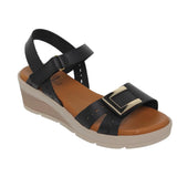 Sandalia de cuero cómoda con correa ajustable para mujer