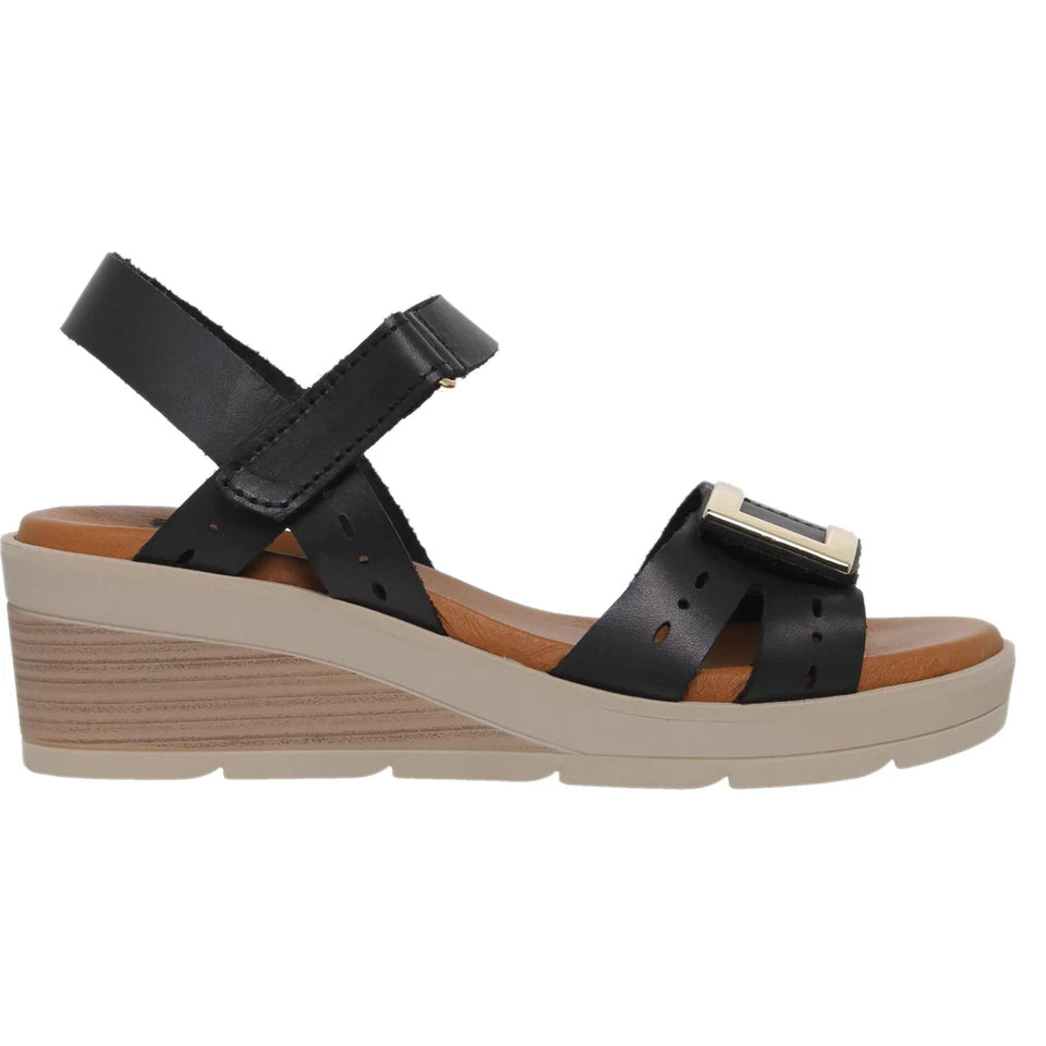 Sandalia de cuero cómoda con correa ajustable para mujer