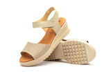Sandalias de Mujer de Piel Rojas con Velcro y Cuña de 4,5 cm