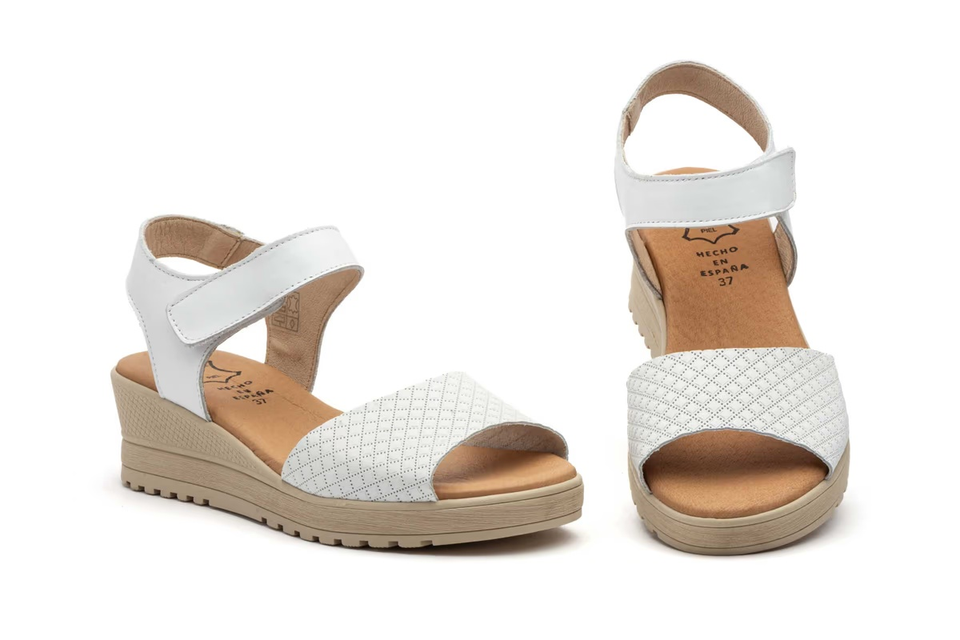 Sandalias de Mujer de Piel Rojas con Velcro y Cuña de 4,5 cm