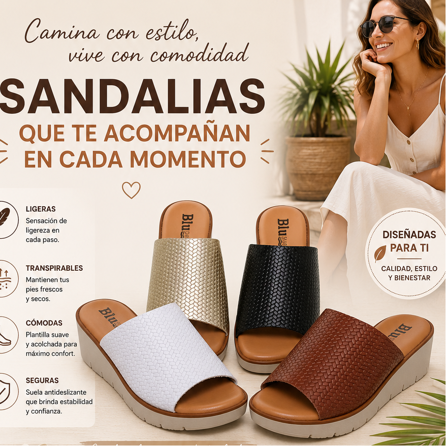 Sandalia de Cuña de Piel para Mujer – Elegancia y Comodidad