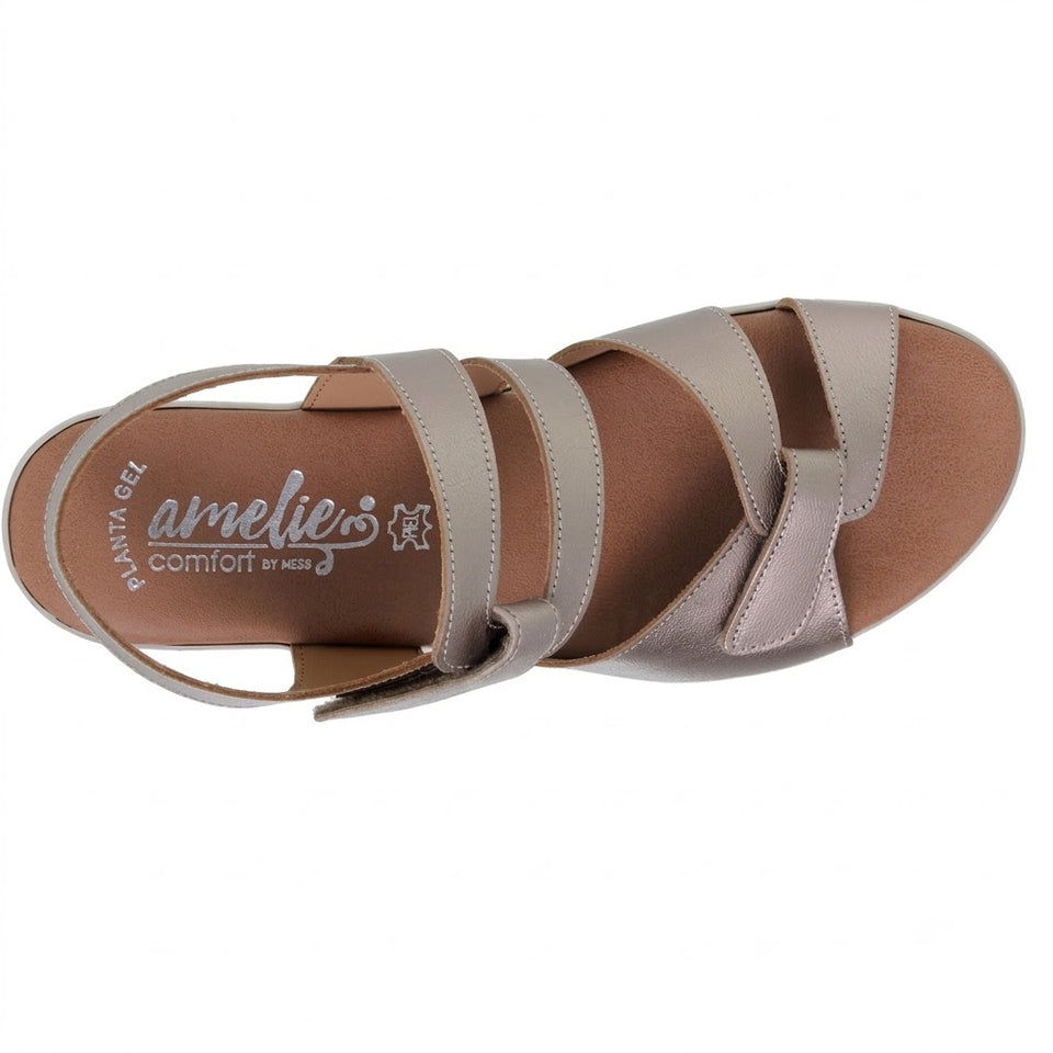 Sandalias de Cuña de Piel con Plantilla de Gel – Negro y Platino