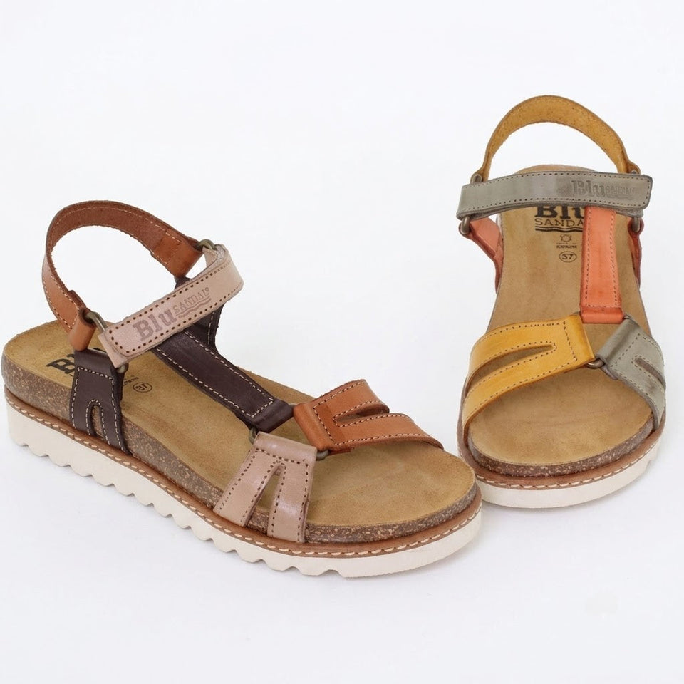 Sandalias cómodas de piel multicolor para mujer – Confort y elegancia