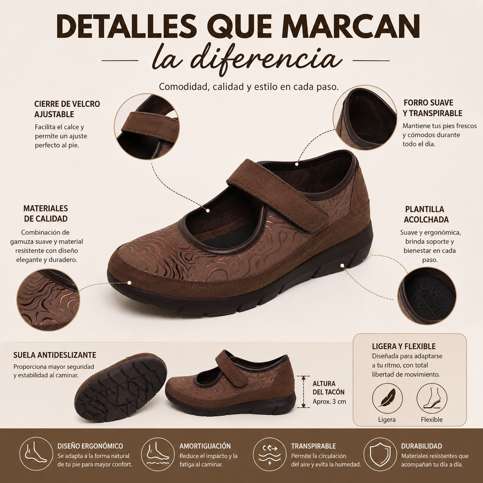 Zapatos Mujer Elegantes con Cuña Confortable y Plantilla Extraíble