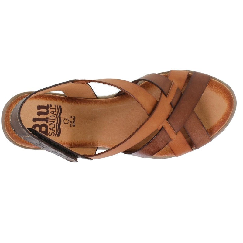 Sandalias de cuña de piel para mujer – Multicuero y blanco