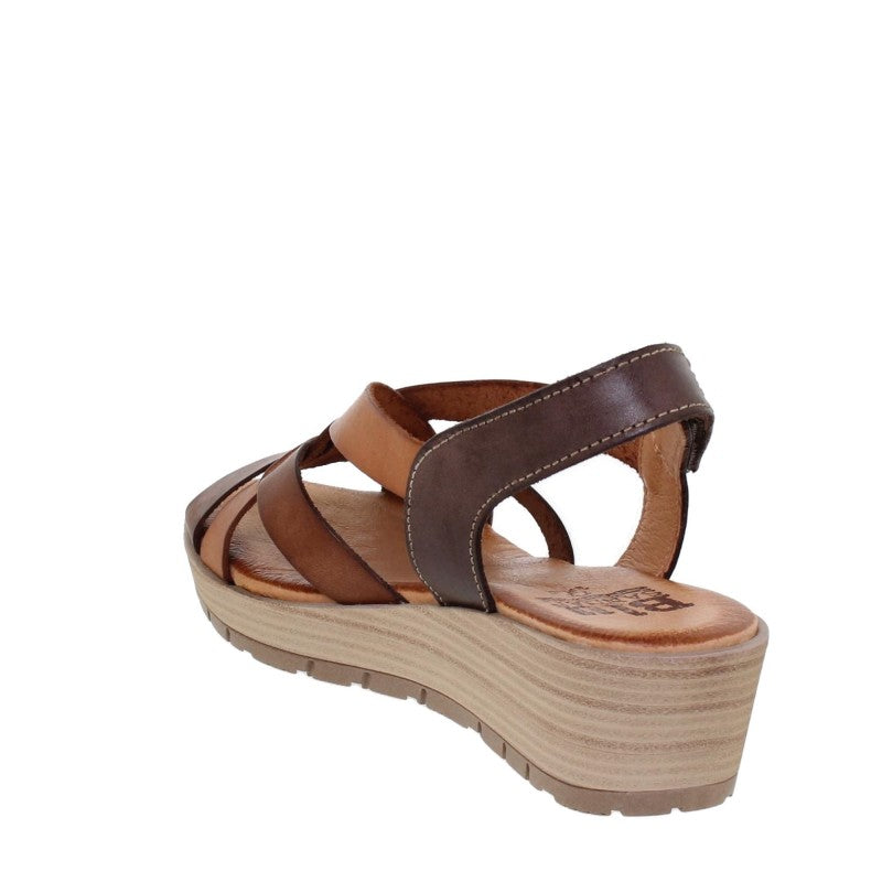 Sandalias de cuña de piel para mujer – Multicuero y blanco