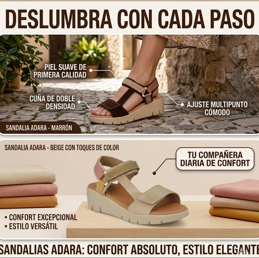 Sandalia de cuero cómoda para mujer con cierre de velcro