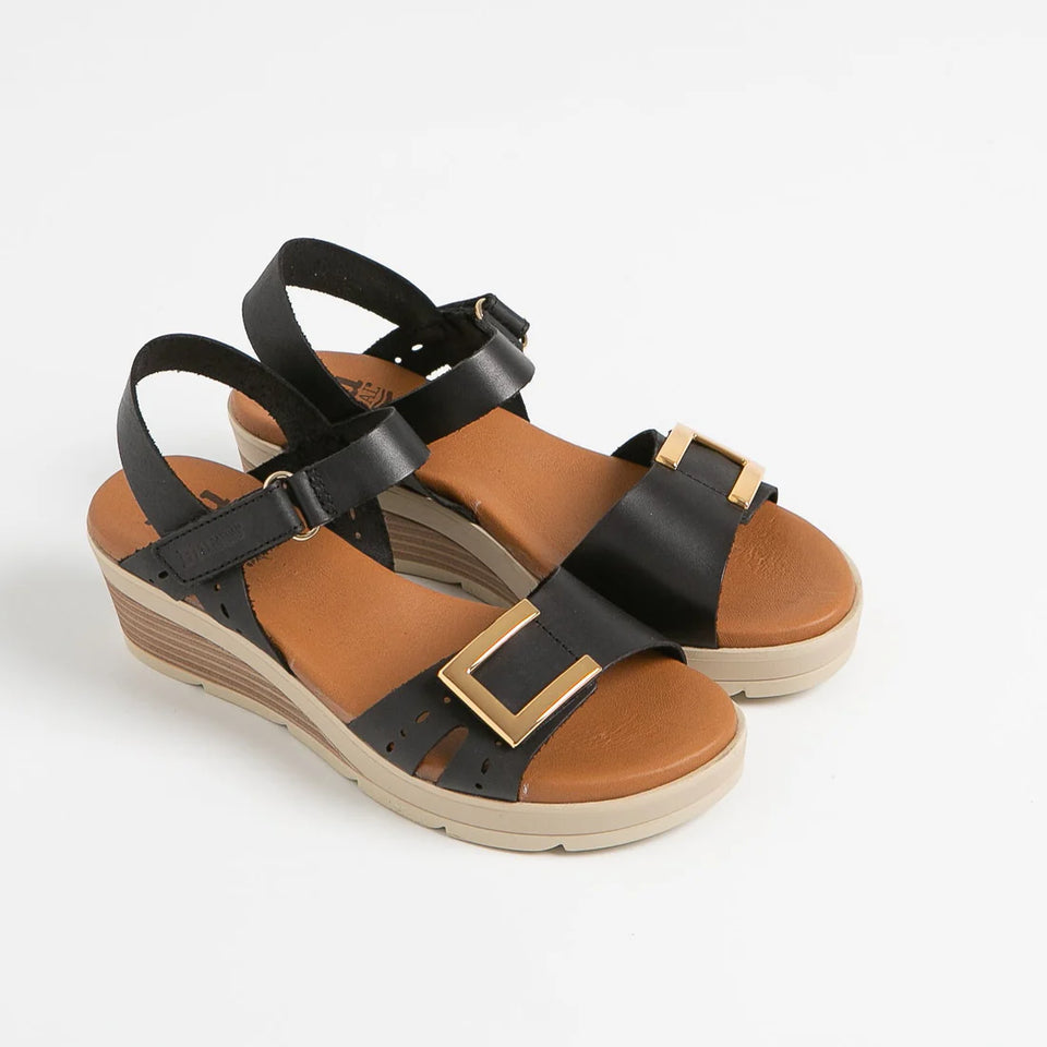 Sandalia de cuero cómoda con correa ajustable para mujer