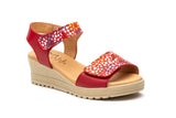 Sandalias de Mujer de Cuero con Estampado y Múltiples Tiras Ajustables con Velcro