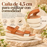 Sandalia Mujer de Piel – Diseño Elegante con Cuña de 4,5 cm