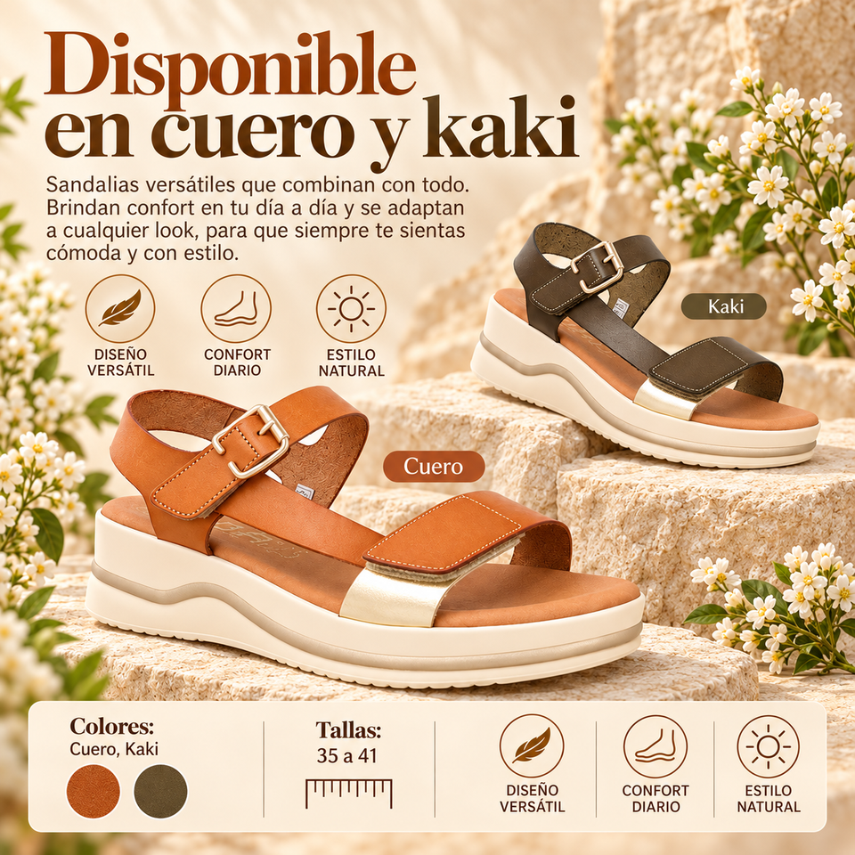 Sandalia Mujer de Piel – Diseño Elegante con Cuña de 4,5 cm