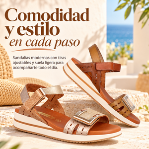 Sandalia de Mujer de Piel con Cuña de 3,5 cm