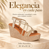 Sandalia de Mujer de Piel con Cuña de 8,5 cm