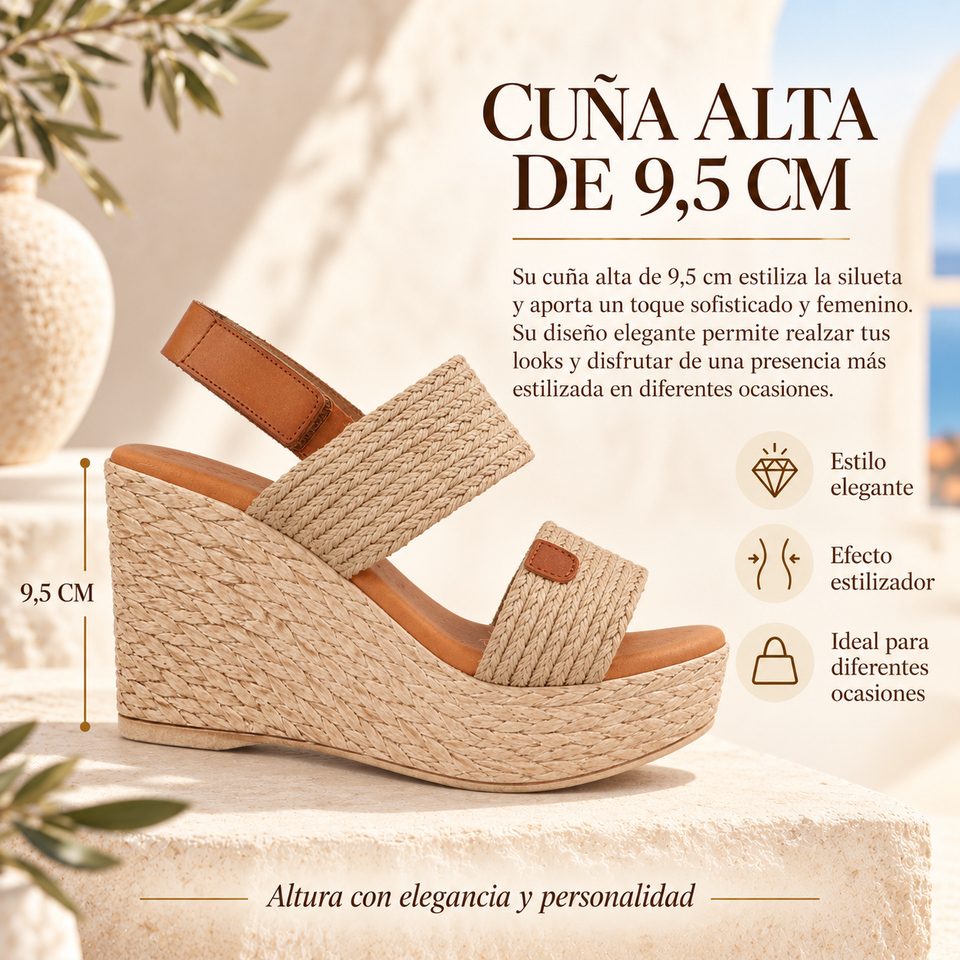 Sandalia de Mujer en Piel – Cuña de 9,5 cm