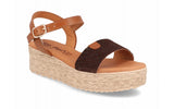 Sandalias de Mujer de Piel Marrón con Cuña de 5 cm