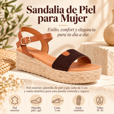 Sandalias de Mujer de Piel Marrón con Cuña de 5 cm
