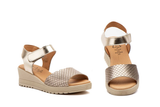 Sandalias de Mujer de Piel Rojas con Velcro y Cuña de 4,5 cm