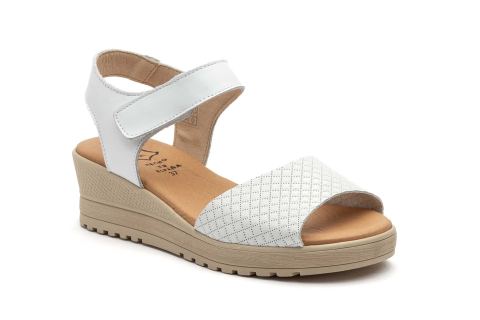 Sandalias de Mujer de Piel Rojas con Velcro y Cuña de 4,5 cm