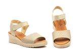 Sandalias de Mujer de Piel Rojas con Velcro y Cuña de 4,5 cm