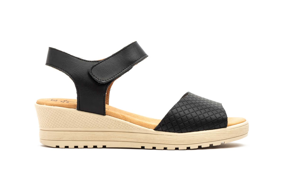 Sandalias de Mujer de Piel Rojas con Velcro y Cuña de 4,5 cm