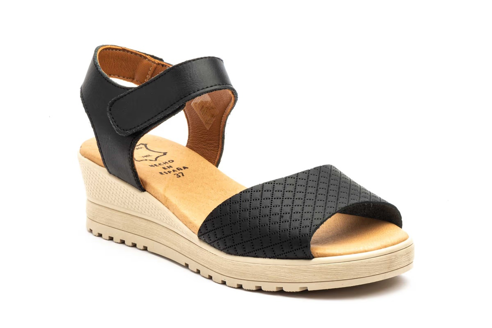 Sandalias de Mujer de Piel Rojas con Velcro y Cuña de 4,5 cm