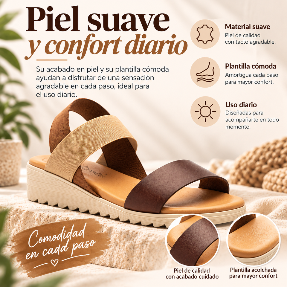 Sandalias de Mujer de Piel con Elásticos