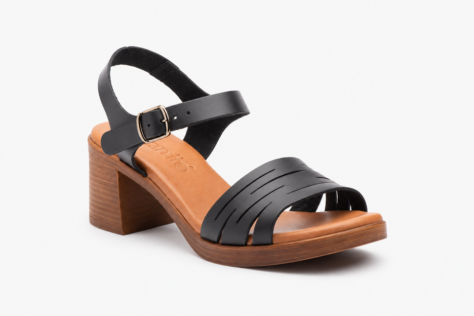Sandalias de Mujer de Piel con Tacón de 6 cm