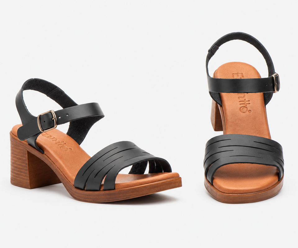 Sandalias de Mujer de Piel con Tacón de 6 cm