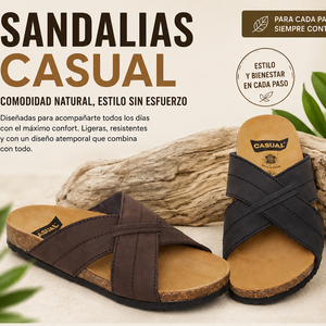 Sandalias de cuero para hombre con plantilla interior acolchada y cuña de 2,5 cm