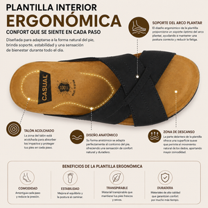 Sandalias de cuero para hombre con plantilla interior acolchada y cuña de 2,5 cm