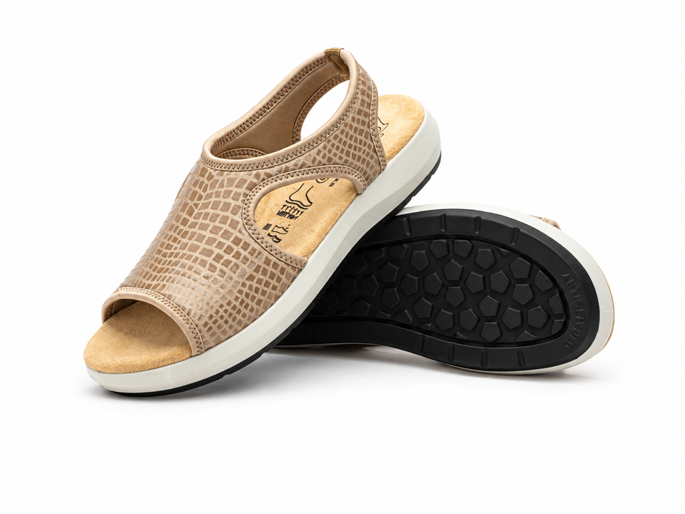 Sandalias de Mujer Beige con Elástico Very Soft – Comodidad y Estilo BioUp