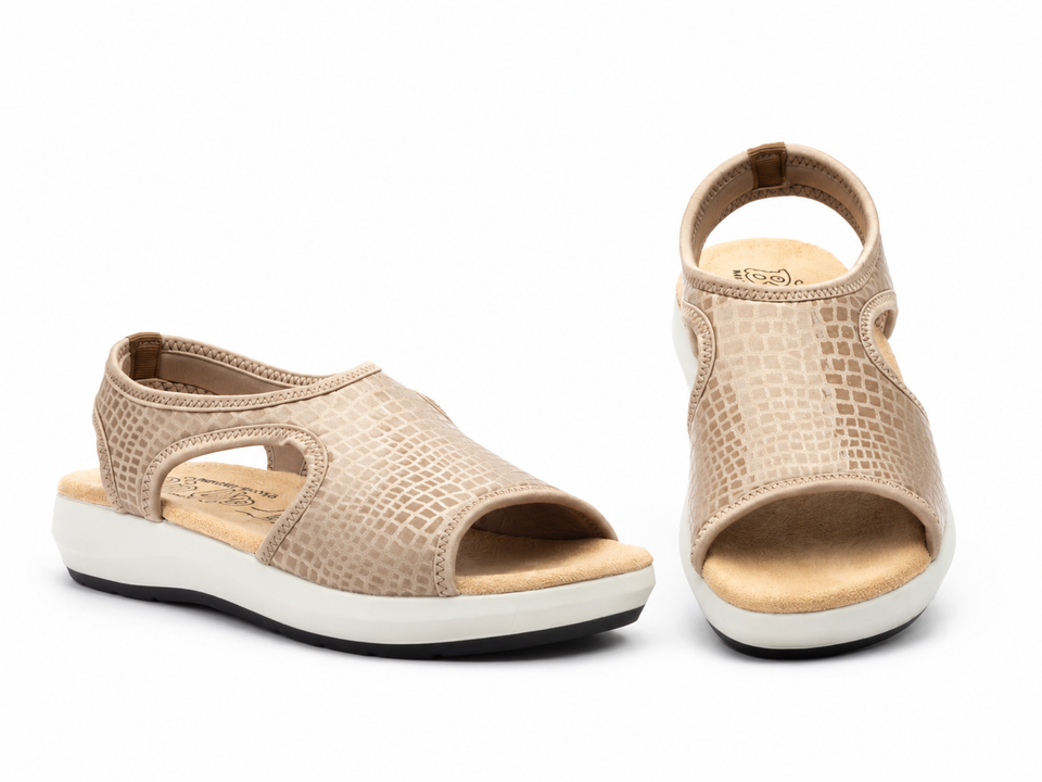 Sandalias de Mujer Beige con Elástico Very Soft – Comodidad y Estilo BioUp