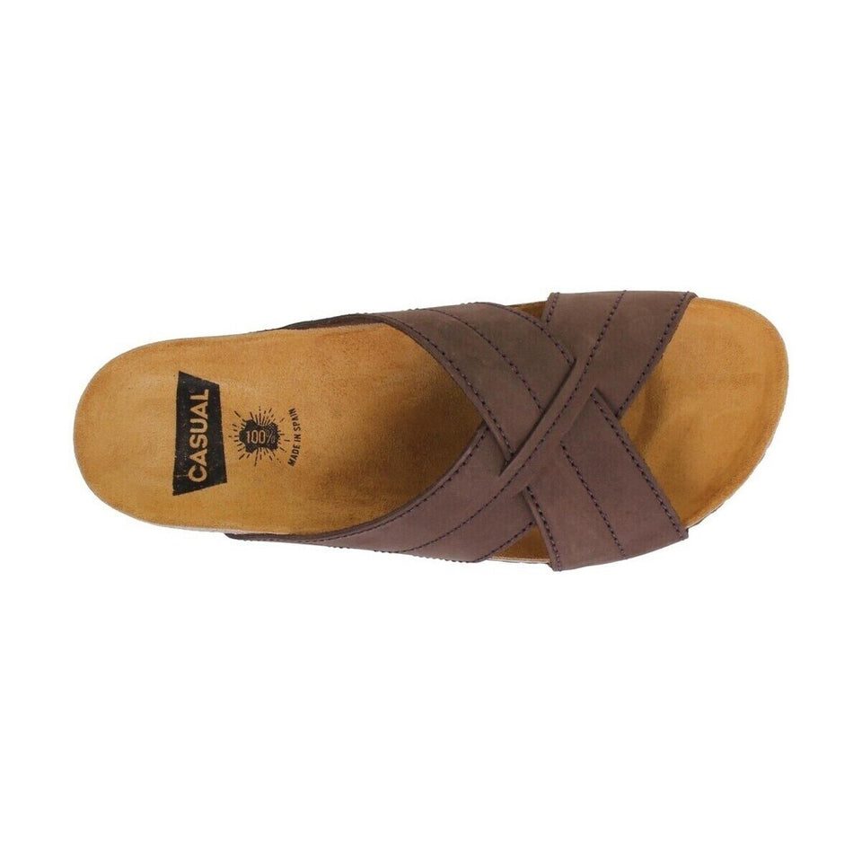 Sandalias de cuero para hombre con plantilla interior acolchada y cuña de 2,5 cm
