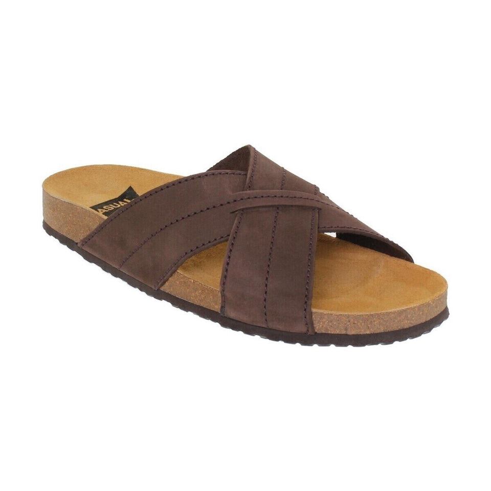 Sandalias de cuero para hombre con plantilla interior acolchada y cuña de 2,5 cm