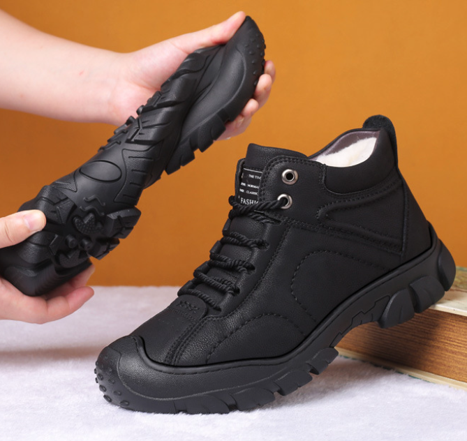 Bottes de neige en peluche pour hommes (CUIR NATUREL)