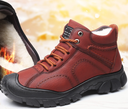 Bottes de neige en peluche pour hommes (CUIR NATUREL)