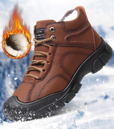 Bottes de neige en peluche pour hommes (CUIR NATUREL)