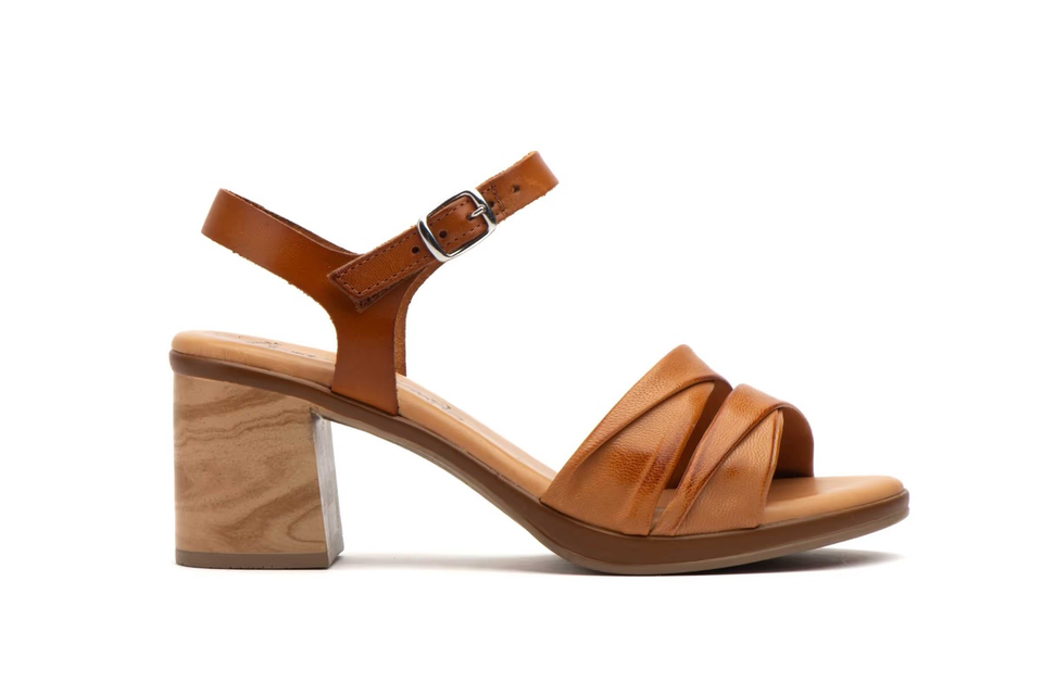 Sandalias de Mujer de Piel Cuero con Tacón de 6 cm